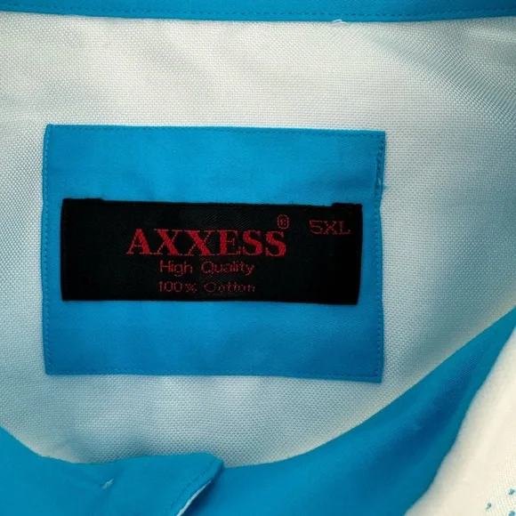 NWT Axxess Button Down Shirt Men’s 5XL White 100% Cotton French Cuffs